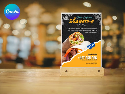 Super Delicious Shawarma Flyer Template, Restaurant Promo Poster, Shawarma Special, Editable Canva Flyer, Digital Download