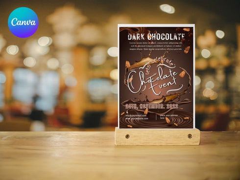 Chocolate Event Flyer Template, Editable Dessert Festival Poster, Cocoa & Sweets Promotion Flyer, Canva Instant Download, Food Event Marketing