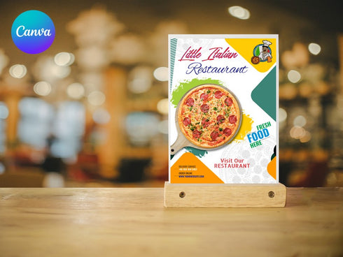 Little Italian Pizza Restaurant Flyer Template, Editable Canva Food Flyer, Pizza Promotion Poster, Instant Download