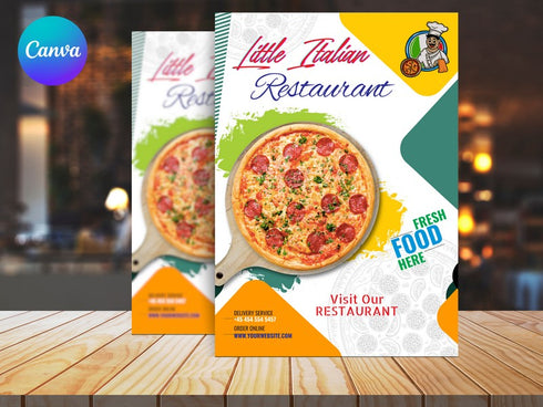 Little Italian Pizza Restaurant Flyer Template, Editable Canva Food Flyer, Pizza Promotion Poster, Instant Download