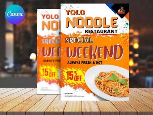 YOLO Noodle Flyer Template, Restaurant Noodle Promotion, Asian Food Poster, Editable Canva Flyer, Digital Download