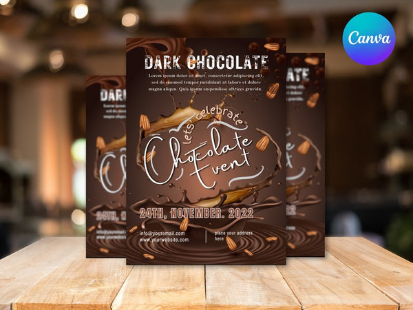 Chocolate Event Flyer Template, Editable Dessert Festival Poster, Cocoa & Sweets Promotion Flyer, Canva Instant Download, Food Event Marketing