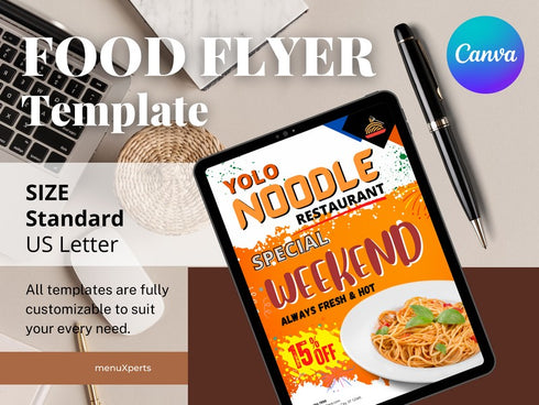 YOLO Noodle Flyer Template, Restaurant Noodle Promotion, Asian Food Poster, Editable Canva Flyer, Digital Download
