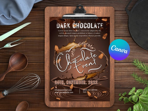 Chocolate Event Flyer Template, Editable Dessert Festival Poster, Cocoa & Sweets Promotion Flyer, Canva Instant Download, Food Event Marketing