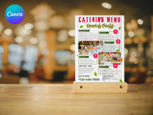 Catering Restaurant Flyer Template, Food Catering Promo, Restaurant Advertising Flyer, Editable Canva, Digital Download