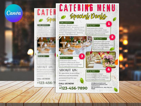Catering Restaurant Flyer Template, Food Catering Promo, Restaurant Advertising Flyer, Editable Canva, Digital Download