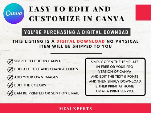 Catering Restaurant Flyer Template, Food Catering Promo, Restaurant Advertising Flyer, Editable Canva, Digital Download